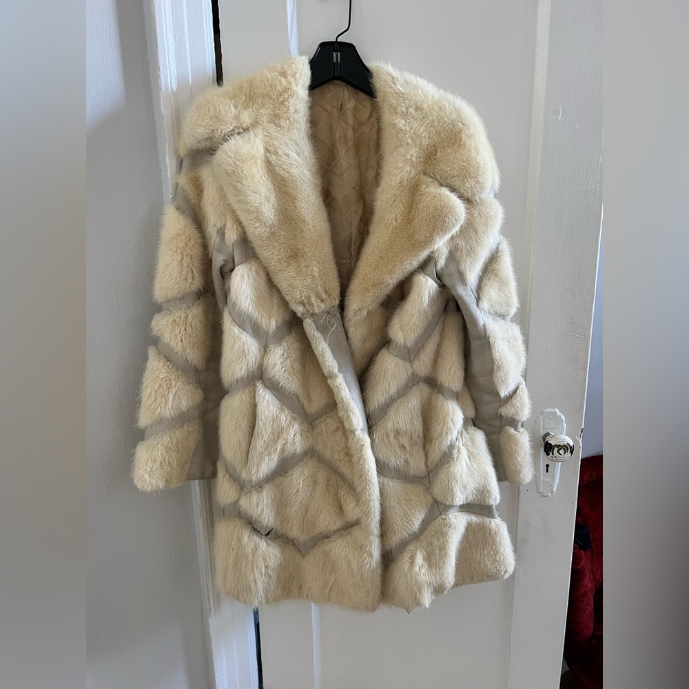 Chevron fur coat - needs TLC